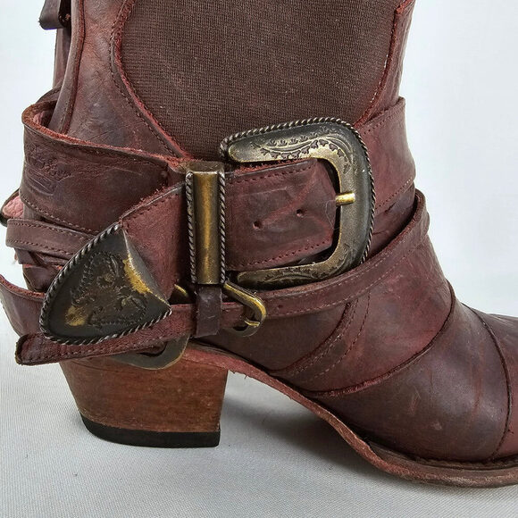 Women's Brown Leather Ankle Boots - Picture 9 of 12
